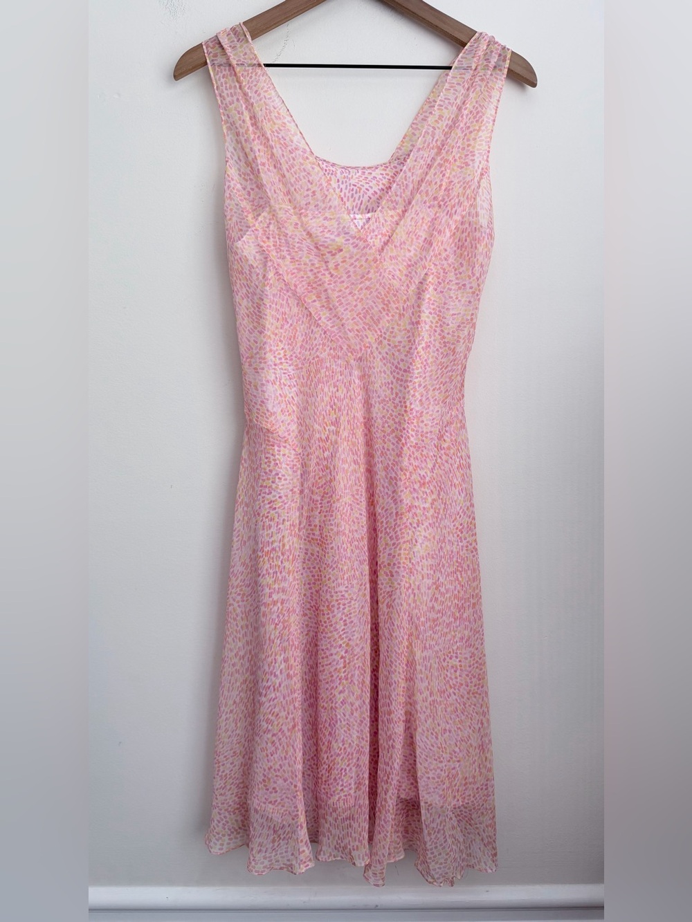 Talbots pink 100% silk dress dot print flowy vintage fairy 10 - Picture 2 of 6